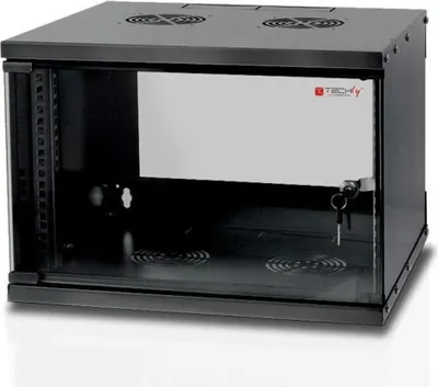 Produktbild von Techly I-CASE EL-1006B32, Wandmontiertes Regal, 6U, 50 kg, Sperrschloss, 11,7 kg, Schwarz