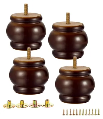 4er-Set Möbelfüße Walnuss, 6,5 cm, M8 Bolzen, DIY