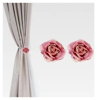 Produktbild von Künstliche Rosenblumen-Vorhanghalter, 2 Stück, Moderne Vorhangclips in Verlaufslila