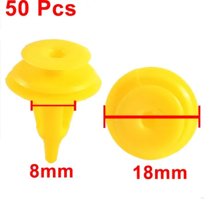 Image de 50 Pcs jaune en plastique voiture Rivet Garniture Fastener  Clips 8mm Diamètre du trou