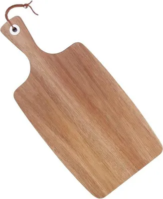 Productafbeelding van Famanu serveerplank van acaciahout - snijplank met handvat - natuurlijke plank voor pizza en brood - 42 x 20 x 15 cm
