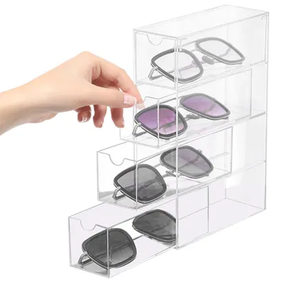 Imagen del producto de Solidchoice - Caja de almacenamiento transparente para gafas de sol con 4 cajones