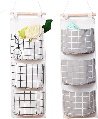Produktbild von Organizer Hängender, Hängende Tasche Wand 2 Stück Tür Organizer kinderzimmer aufbewahrung, Wasserdicht Hängeaufbewahrung Bad mit 3 Taschen für Kinderzimmer, Badezimmer, Schlafzimmer