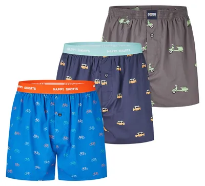 Produktbild von Happy Shorts Herren Boxer Motiv Mix 3-Pack transport - Größe M