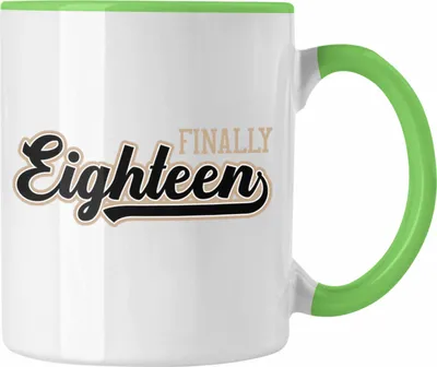 Produktbild von Trendation - 18. Geburtstag Tasse Geschenk Mädchen Junge Geschenkidee Lustig Spruch Sprüche 18 Geschenke Geschenkideen zum 18 Bday 18er Spruch (Grün)