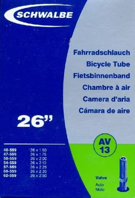 Produktbild von SCHWALBE Fahrradschlauch AV13 mit Autoventil  26"  50-559 mm (26 x 1,90 Zoll) auch für MTB's + Leichtmofas