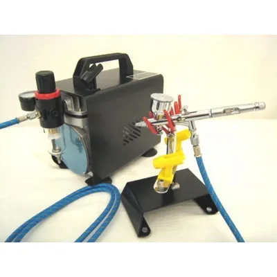 Produktbild von Airbrush Komplett Set Mini-Air Kompressor AS18B Spritzpistole ABC-180