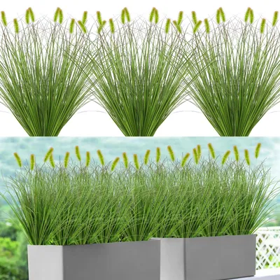 Produktbild von 20 Bündel künstliche Pflanzen, naturgetreu, künstliche Pflanzen für den Außenbereich, Kunstrasen, 43 cm, grünes Pampasgras, wetterfest, Balkonpflanzen, UV-beständiger Zierras für Garten, Topf, Heimdekoration