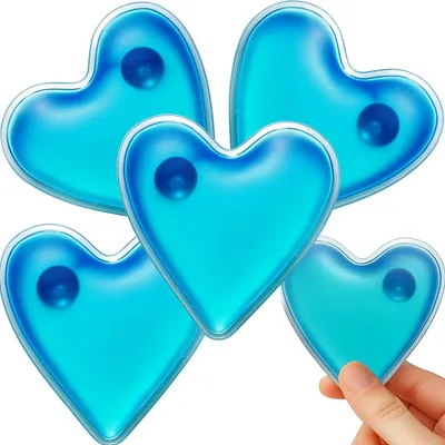 Produktbild von Handwärmer Gel Wärmekissen 4er Set Taschenwärmer Herz Blau wiederverwendbar für Hände Taschen und Winter