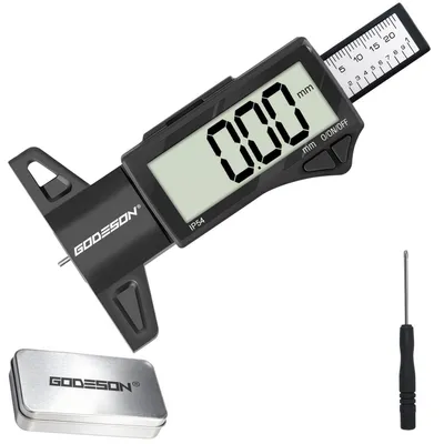 Zdjęcie produktu dla Cyfrowy miernik głębokości bieżnika opon, zakres 0-25,4 mm, klasa IP54, duży wyświetlacz LCD, do samochodów, motocykli i vanów