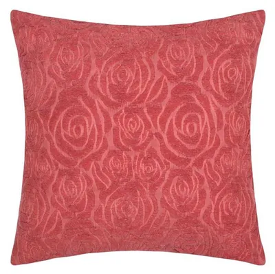 Image de STOF | Coussin - Coussin décoratif - en coton - rouge - 40 x 40 cm - Coussin de canapé - Motif roses