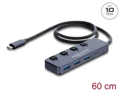 Productafbeelding van Delock USB 10 Gbps hub met 3 x Type-A en 1 Type-C poort