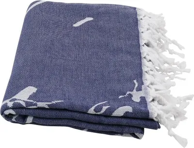 Produktbild von Hamamtuch als Strandtuch Saunatuch Badetuch "Marmor" marineblau