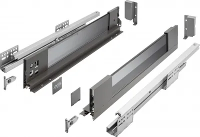 Produktbild von Modernes Glas Schubkastensystem Soft Close Schubladenauszug Anthrazit Vollauszug 300mm 168mm