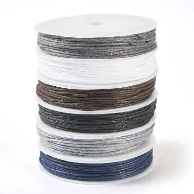 Image de Cordon en coton ciré - 6 couleurs - Pour la fabrication de bijoux DIY, bracelets, colliers, macramé - 1 mm