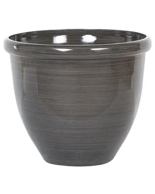 Obrázek produktu pro BELIANI Květináč ⌀ 49 cm hnědý vyrobený z kamenné směsi polyresinu a skleněného vlákna kulatý moderní