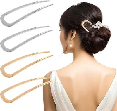 Image de Lot de 4 épingles à cheveux en forme de U, pour les chignons et la coiffure.
