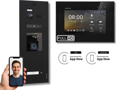 Produktbild von BALTER EVO HD Schwarz Video Türsprechanlage Fingerprint Set 1 Teilnehmer 7" WLAN Monitor Schwarz