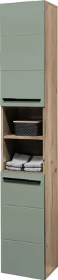 Produktbild von Hochschrank >Vista < 2 Türen, 6 Fächer, schilfgrün / viking oak Nachbildung - 34x190x31cm (BxHxT)