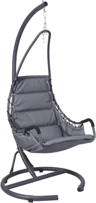 Imagen del producto de Silecomplaza, sillón colgante KYNAST, color antracita, con estructura y cojín acolchado