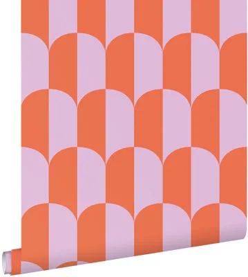 Produktbild von ESTAhome Tapete Art Decó Muster Violett und Orange 53 cm x 10.05 m