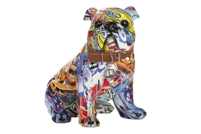 Zdjęcie produktu dla Gilde Figur, Bulldogge, "Street Art", Graffiti, Kunstharz, mehrfarbig, VE 2, L. 17 cm, B. 22 cm, H. 23 cm 36768 4063387367681