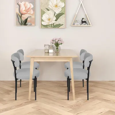 Produktbild von Esszimmerstühle Set (4 St),Küchenstuhl Polsterstuhl Wohnzimmerstuhl,Sitzfläche aus Teddy Samt,Ergonomisches Design,für Esszimmer und Wohnzimmer grau