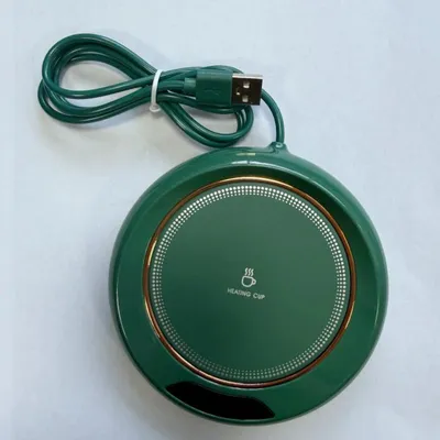 Produktbild von USB-Tassenwärmer mit Digitalanzeige, 3 Temperaturstufen und 11,2 cm Heizfläche für Kaffee, Tee und Milch - Grün