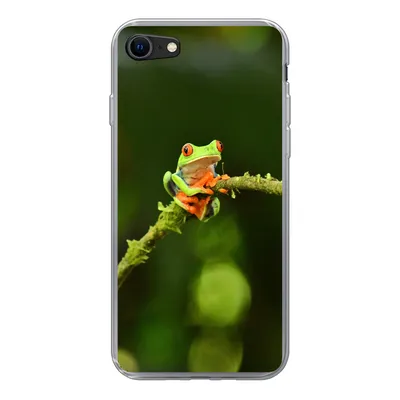 Produktbild von MuchoWow® Handyhülle Schutzhülle Hülle für iPhone SE 2022 Frosch - Äste - Grün Silikon Softcase Handy Hülle - Schutzhülle