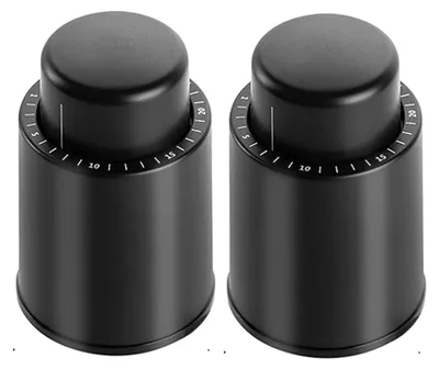 2er Set Vakuum-Weinverschlüsse, wiederverwendbar, schwarz/silber