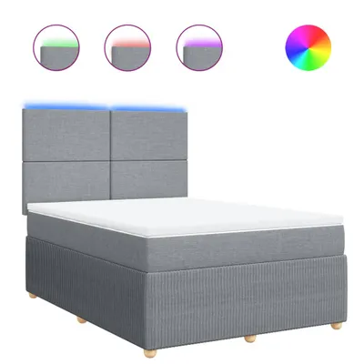 Produktbild von Boxspringbett mit Matratze Hellgrau 140x200 cm Stoff