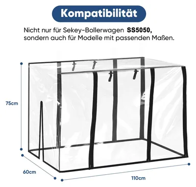 Produktbild von Sekey Regenschutz für Faltbaren Bollerwagen mit Dach EVA-Material 110x60x75 cm