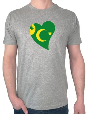 Produktbild von Huuraa Herren T-Shirt Kokosinseln Flagge Herz S Sport Grey Bio Baumwolle Fairtrade Herrenshirt Geschenkidee