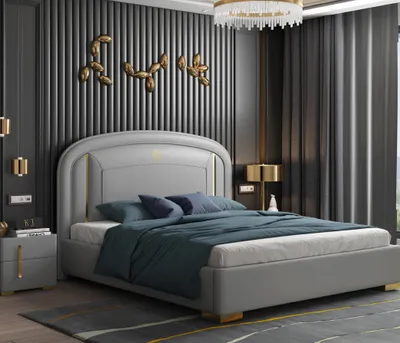 Obrázok produktu pre Modernes Design Bett 180x200 Samt Hotel Metall Betten Doppel Ehe Schlaf Zimmer