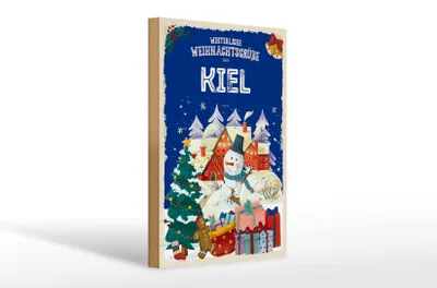 Produktbild von Holzschild Weihnachtsgrüße KIEL Geschenk FEST 20x30cm