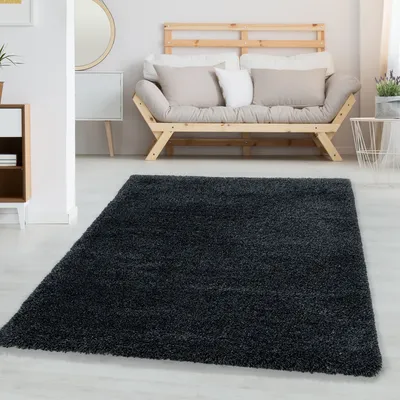 Produktbild von Weicher Hochflor-Teppich mit dichter Struktur - gemütliches Wohnaccessoire für moderne Räume, Größe: 280 x 370 cm, Farbe: Anthrazit