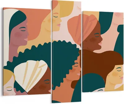 Produktbild von Bild auf Leinwand - Leinwandbild - 3 Teile - Frauen Multikulturalismus Modern - 95x80cm - Wand Bild - Wanddeko - Wandbilder - Leinwanddruck - Bilder - Wanddekoration - Leinwand bilder - CB95x80-4500