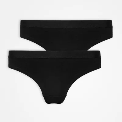 Produktbild von SNOCKS Brazilian Slip Waist Band Women, 2pcs Black Black S