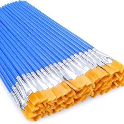 Produktbild von Kleine Flachpinsel 50 Stück, für Wasserfarbe, Acryl, Öl, für Schulprojekte
