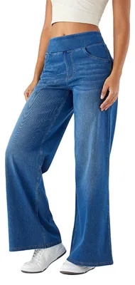 Image de Jeans pour femmes, coupe évasée et taille haute