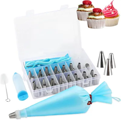 Produktbild von Spritztüten-Set mit Spritztüllen - 42-teilig - Spritztüllen-Set - Tortenaccessoires mit Spritztüllen aus Edelstahl