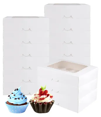 Cupcake-Transportbox, 20 Stück, 12 Fächer, 32,5x24,8x9 cm, weiß, Karton