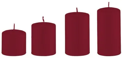 Produktbild von 4er Set Adventskerzen abgestuft Bordeaux Ø 50 mm