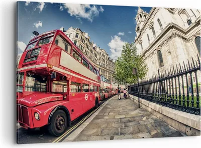 Produktbild von Bild auf Leinwand - Leinwandbild - Architektur London Stadt - 100x70cm - Wand Bild - Wanddeko - Leinwanddruck - Bilder - Kunstdruck - Wanddekoration - Leinwand bilder - Wandkunst - AA100x70-2405