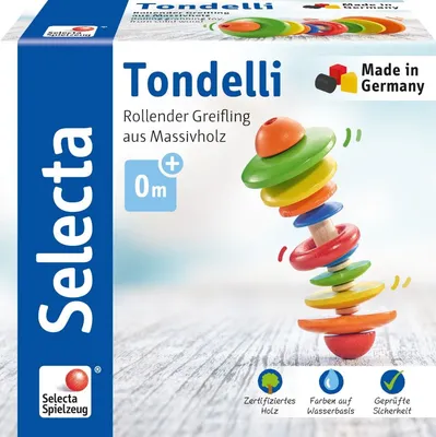 Immagine prodotto di Selecta Spielzeug Tondelli Rollender Greifling, Rassel, Babyspiel, Babyspielzeug, Holz, 12 cm, 61042