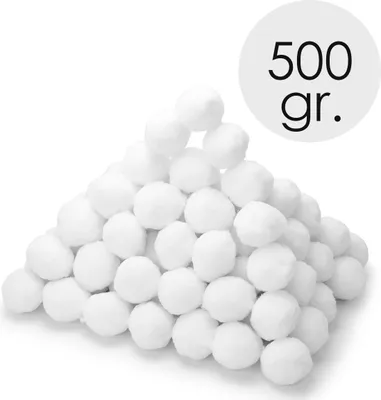 Produktbild von MidGard Filter Balls, Filtermaterial für Poolpumpe, Filterbälle für Sandfilteranlage, 500g, Weiß, Filterbälle ersetzen 18 kg Filtersand für sandfilteranlagen