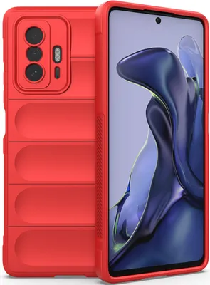 Produktbild von Xiaomi 11T Pro Hülle, Weich TPU Silikon Stossfest Anti-rutsch Schutzhülle für Xiaomi 11T / 11T Pro Rot