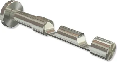 Produktbild von Interdeco Träger, Halterung mit 8 / 13 cm Abstand, Schraubkappenträger für Gardinenstangen 20 mm Ø, 2-läufig, Edelstahl-Optik, Modell Prestige