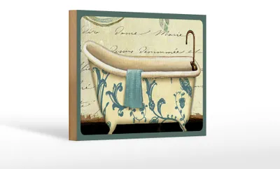 Produktbild von Holzschild Retro 12x18 cm Badewanne mit Handtuch Deko Schild