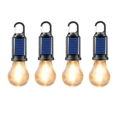 Produktbild von 4PCS Solarbetriebene Campingleuchte mit Sensor, Hängehaken, Zeltlaterne, USB-aufladbar, 4 Beleuchtungsmodi,für Weihnachtsdekoration, Wandern